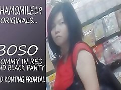Mãe de Boso em calcinha de vestido vermelho e preto